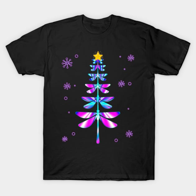 dragonfly christmas tree T-Shirt by Ghani Store